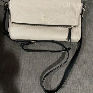 Kate Spade women’s Beige fold-over zip pebbled leather Crossbody Bag